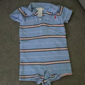 Ralph Lauren Blue Striped Baby Romper